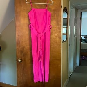 Linen Neon Pink J.Crew jump suit. Cotton lined.